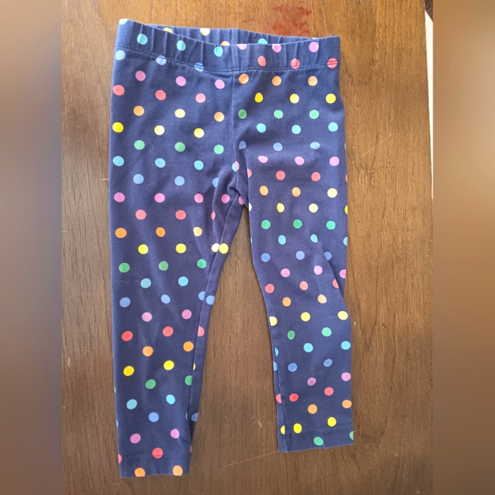 Primary rainbow polka dot leggings.  Toddler size 2.